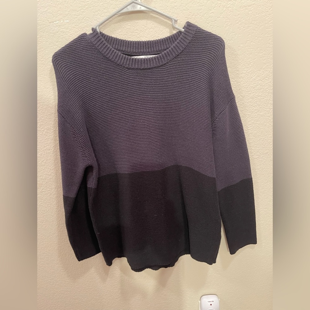 Stitches and stripes blue sweater